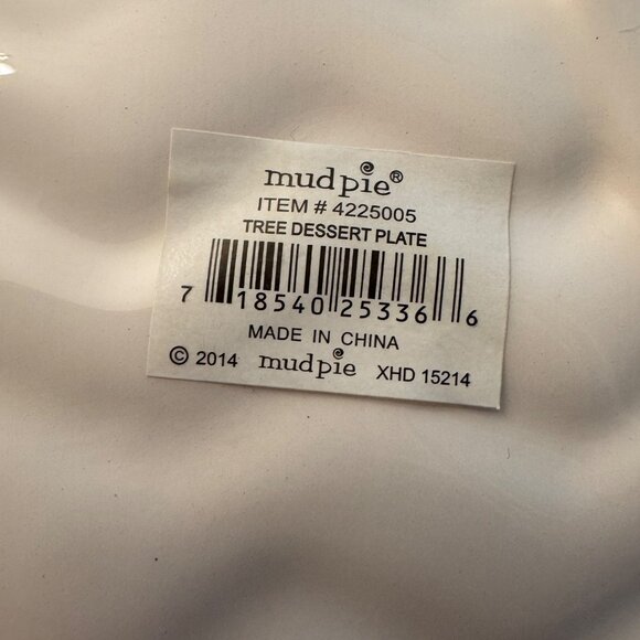 Mud pie Square Christmas tree Dessert plate Burlap Bow New Stripes Holiday RARE - Picture 8 of 10